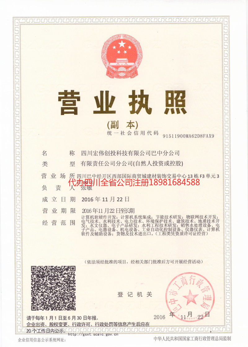 武隆武隆宏伟创投科技有限公司